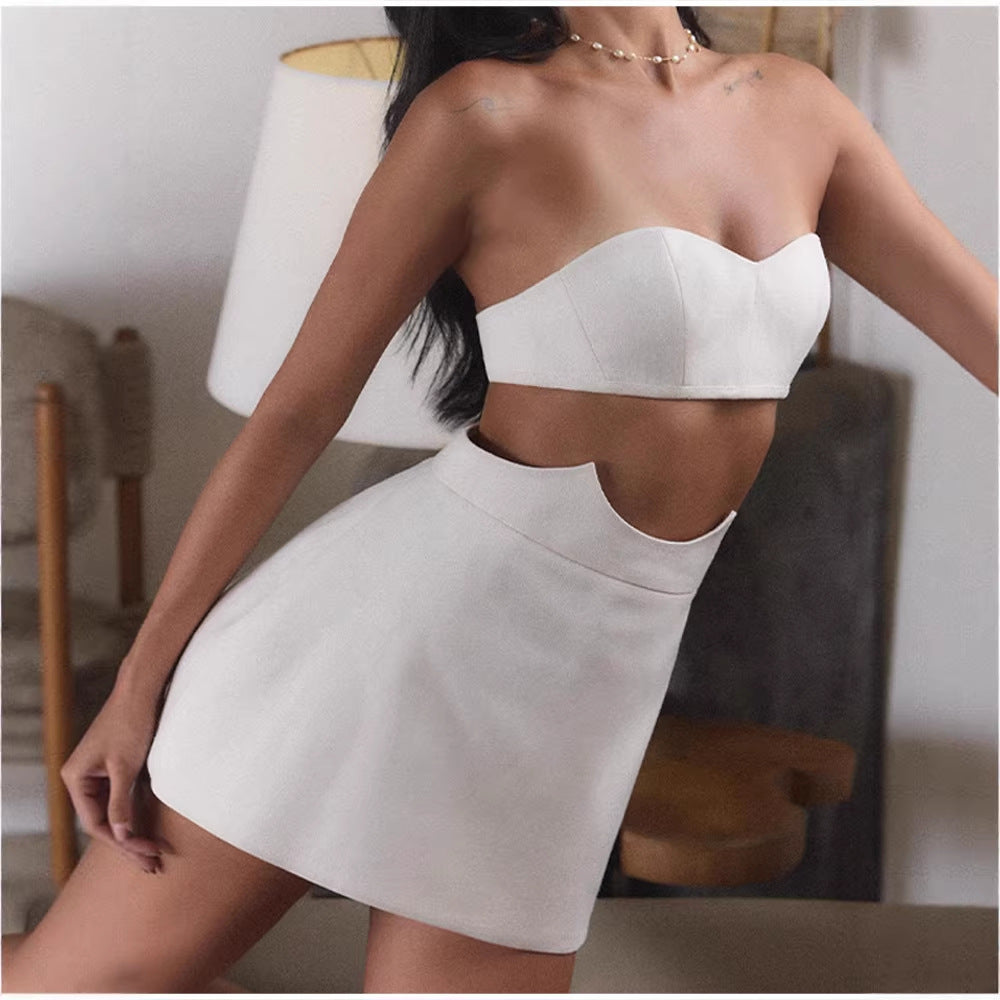 Dame Crop-Top og skjørt-sett med elegant design Skjora
