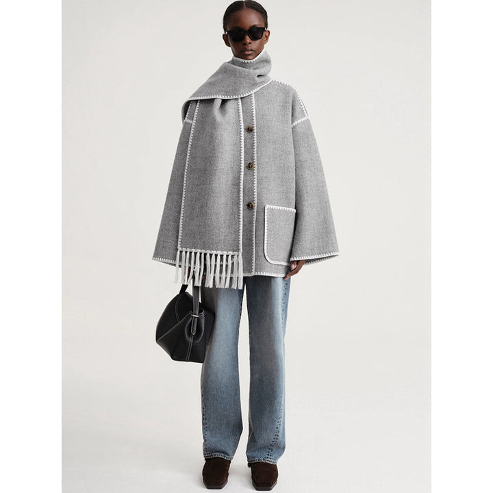 Dame elegant og allsidig Ull Poncho Skjora