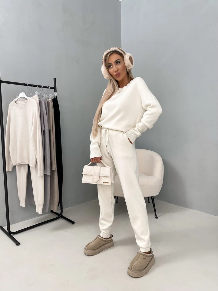 Kvinne Komfortabel Fleece Lounge Sett med Elastisk Liv og Mykt Materiale Skjora