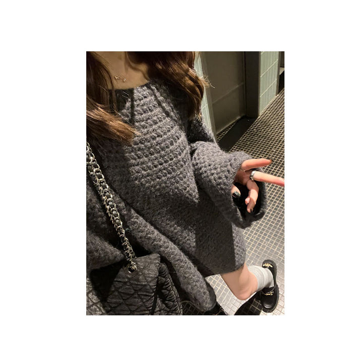Kvinnes chunky strikket oversized genser med vid snitt Skjora