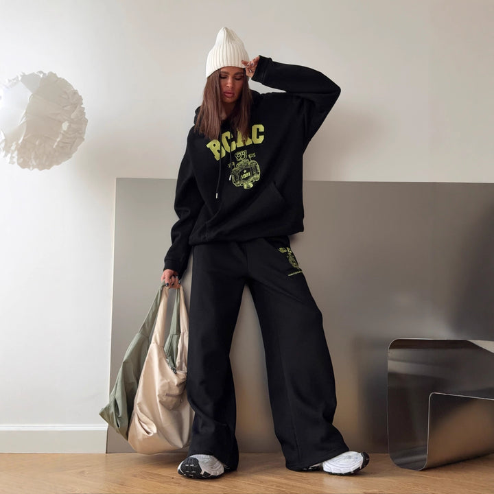 Damer Casual Oversized Genser og Løse Joggebukser Sett Skjora