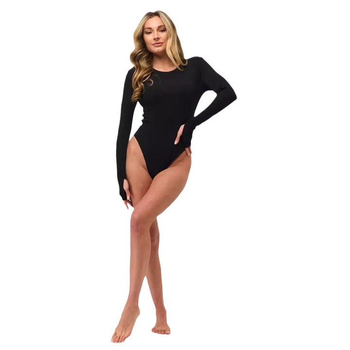 Dame Langermet Body med elegant ribbedesign og tettsittende snitt Skjora