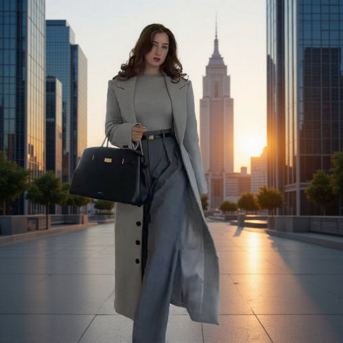 Kvinne Elegant trenchcoat i minimalistisk design med praktiske lommer Skjora