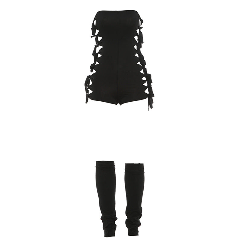 Dame shorts jumpsuit med elegant belte-design Skjora