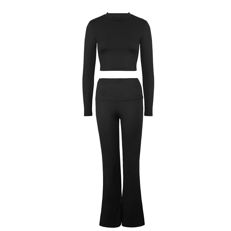 Dame Sporty sett med kombinert cut-out topp og vid bukseantrekk Skjora