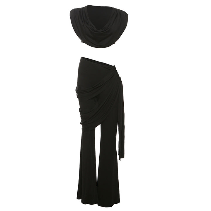 Damer Elegant Jumpsuit-sett med Drapering og Smalt Bein Skjora