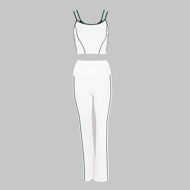 Dame Sportsligt To-delt Sett med moteriktig Crop-Top og vide Leggings Skjora