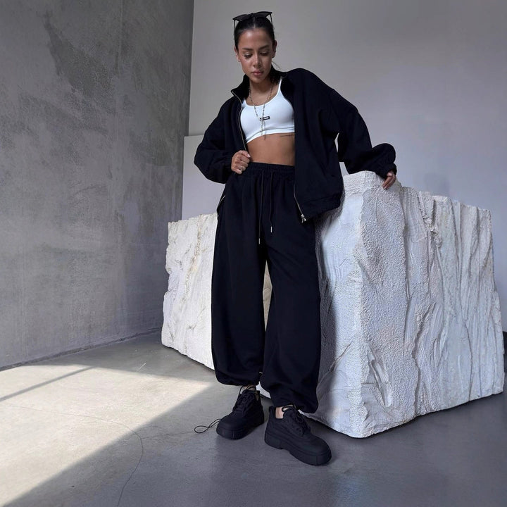 Damer sporty oversized lounge-set med elastisk midjebånd Skjora