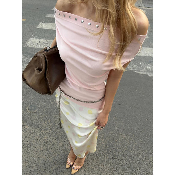 Dame Off-Shoulder topp med elegante rhinstein akenter Skjora