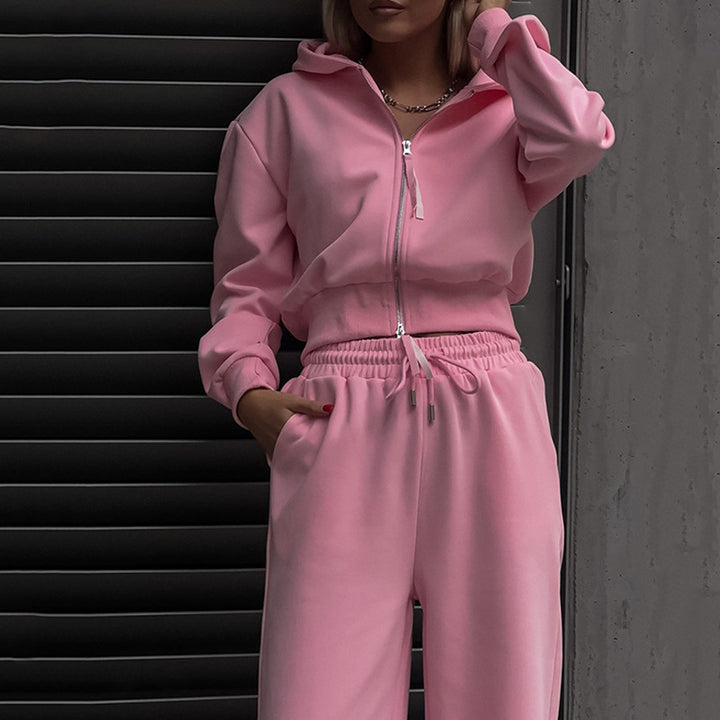 Dame sporty loungewear-set med høy krage og glidelås Skjora