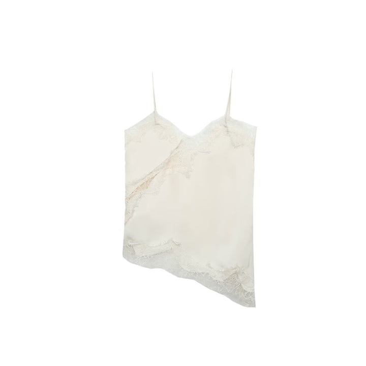 Dame-spets-camisole med asymmetrisk snitt og elegante punkter Skjora