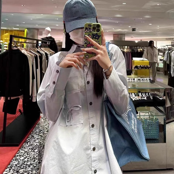 Dame Løs Oversize Skjorte med Knappledd Skjora