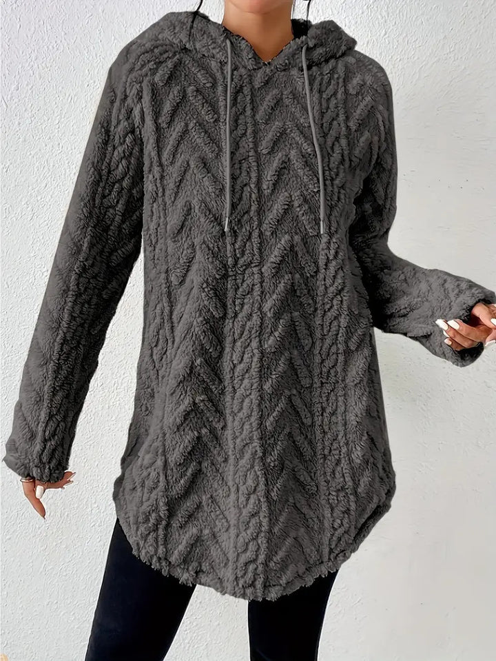 Kvinnenes koselige fleece hettegenserjakke med teksturert ribbedesign Skjora