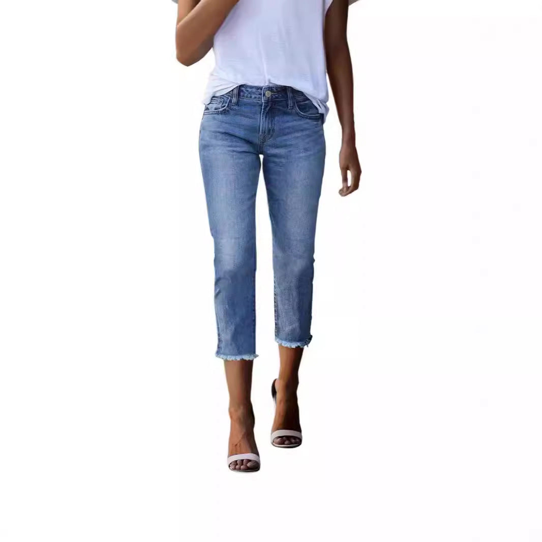 Dame tidløse jeans i moderne snitt med cropped bein Skjora