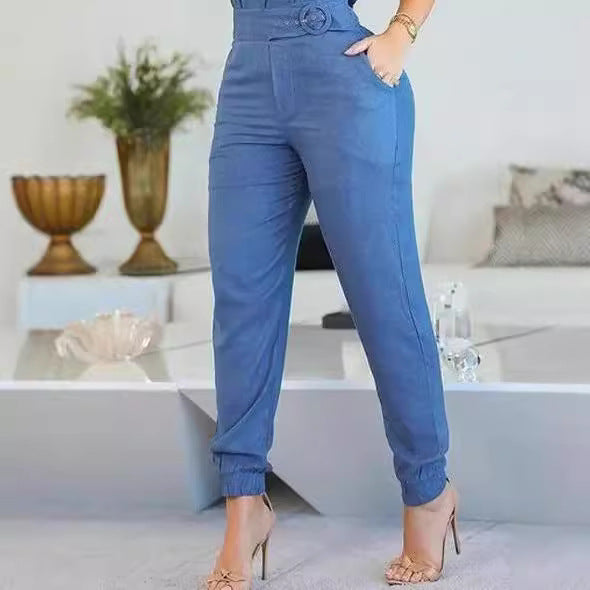 Dame casual jumpsuit med volangdetaljer og justerbart midjebånd Skjora