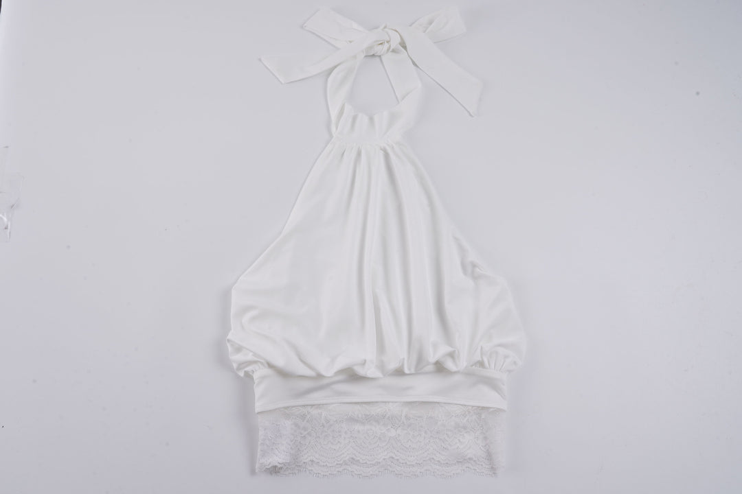 Damer elegant Spaghetti-stropptopp med transparent spissdetalj Skjora