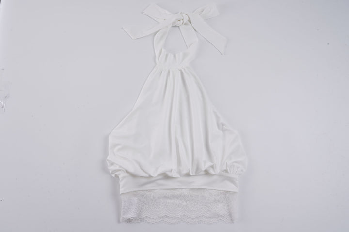 Damer elegant Spaghetti-stropptopp med transparent spissdetalj Skjora