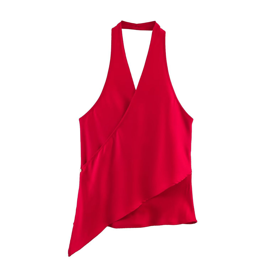 Dame omslagsbluse med V-hals Skjora