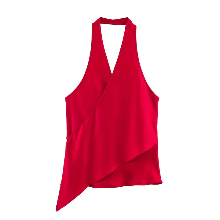 Dame omslagsbluse med V-hals Skjora