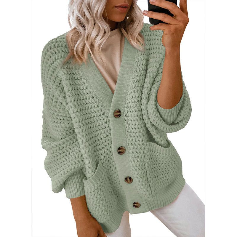 Dame cardigan med tykk tekstur og knappdetaljer Skjora
