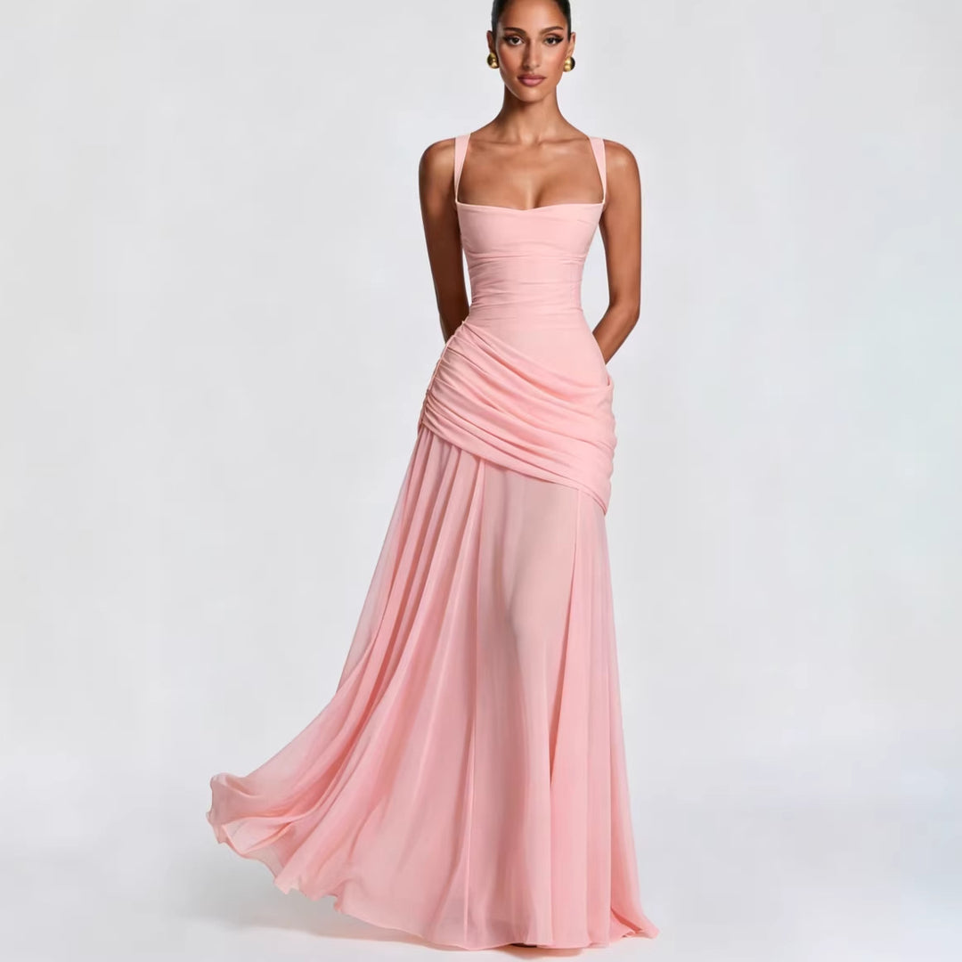 Damer Elegant Bryllupsdrakt med Skreddersydde Volanger og Flott Chiffon Skjørt Skjora