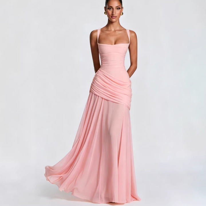 Damer Elegant Bryllupsdrakt med Skreddersydde Volanger og Flott Chiffon Skjørt Skjora