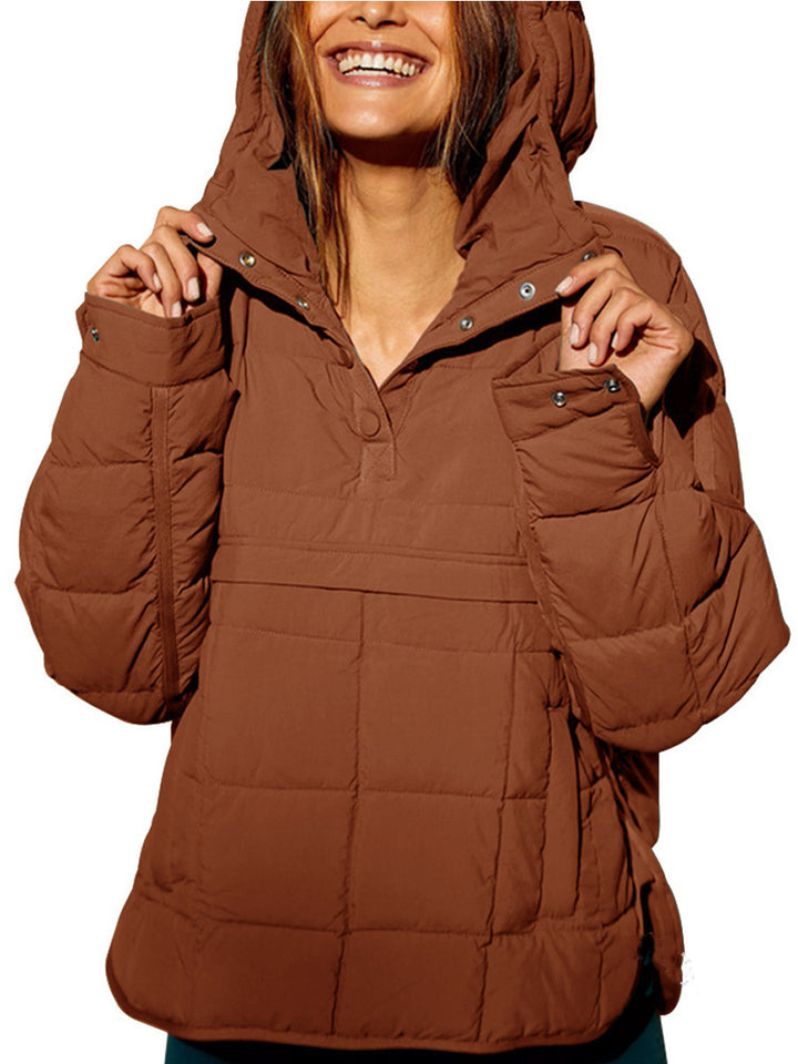 Kvinne Plus Size Polstret Jakke med Hette Skjora