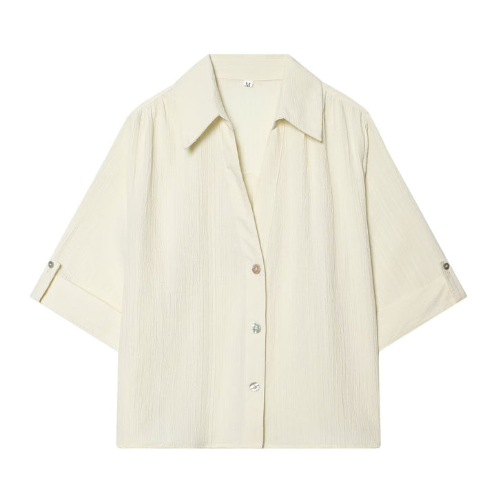 Dame casual bluse med strukturert stoff og overskårne skuldre Skjora