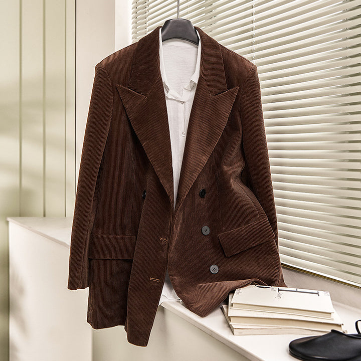 Damer elegant Cordblazer med dobbel knapperekke og klassisk snitt Skjora