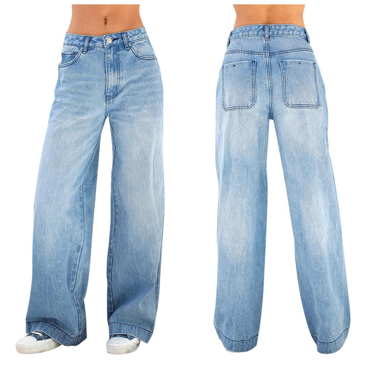 Dame vide jeans med høy midje og avslappet kutt Skjora
