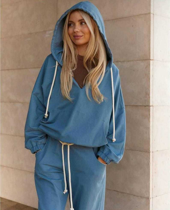 Dame casual jumpsuit med dyp V-hals og praktiske lommer