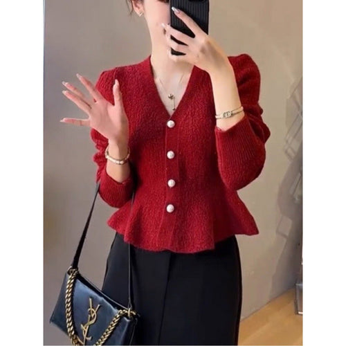 Dame cardigan med dekorative knapper og elegant snitt Skjora