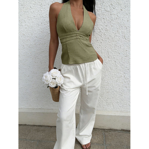 Damer elegant og figursydd bustier-top med dyp V-hals Skjora