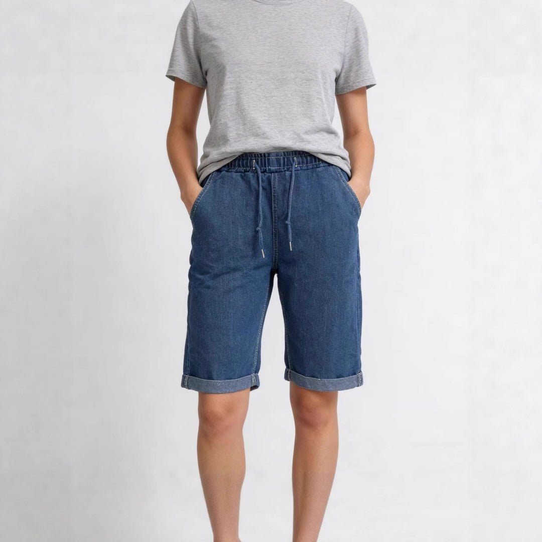 Dame Jeans-shorts med elastisk midje og praktiske lommer Skjora
