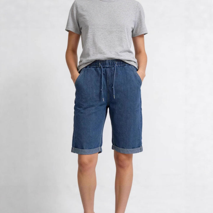 Dame Jeans-shorts med elastisk midje og praktiske lommer Skjora