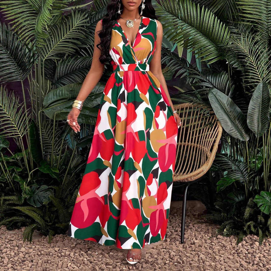 Dame Maxi-kjole med elegant V-hals Skjora