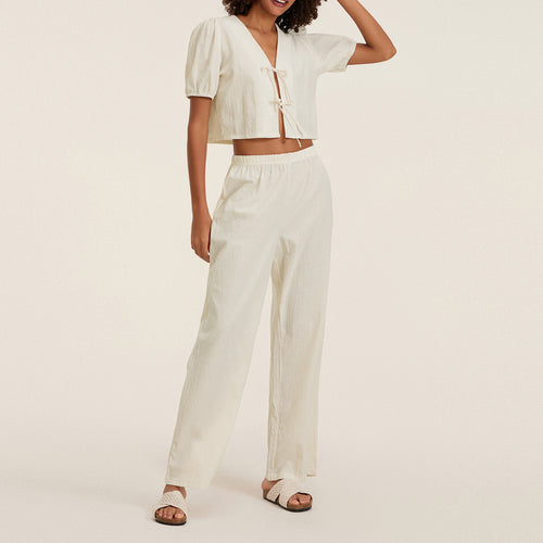 Dame luftig sommer-jumpsuit med rynkeding