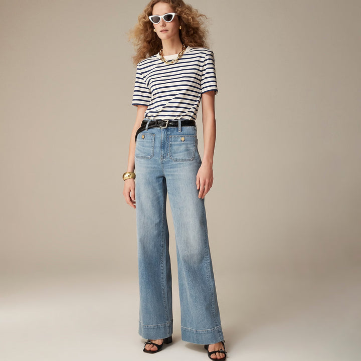 Dame Bredde Komfortable Jeans med høy midje Skjora