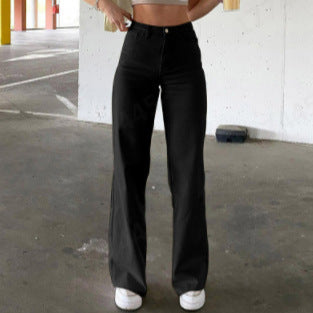 Damer vide High-Waist Jeans med en avslappet snitt og elegant midje Skjora