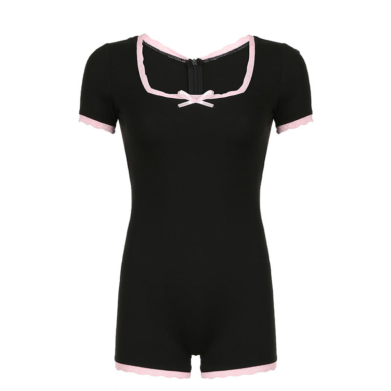 Dame elegant nattdrakt jumpsuit med spisse detaljer Skjora