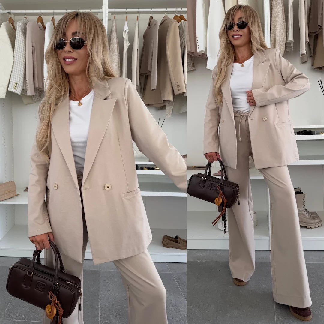 Ladys elegant og moderne blazer sett med brede bukser Skjora