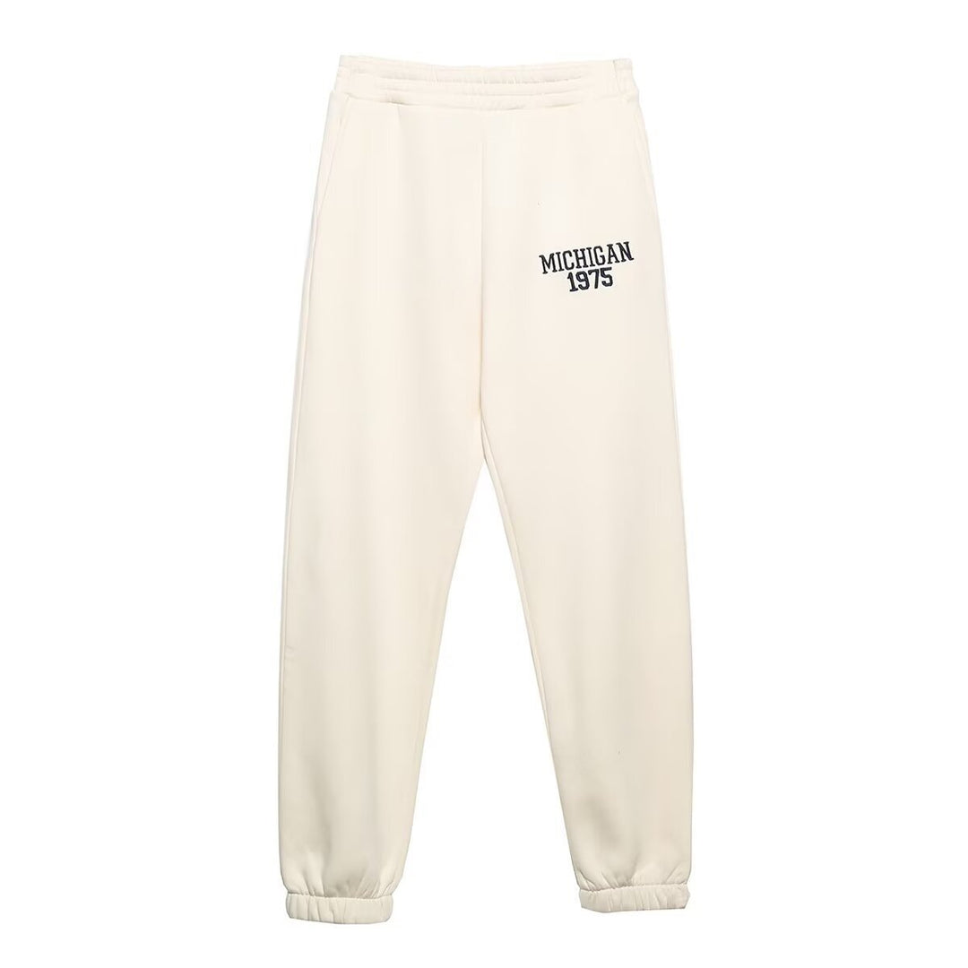 Dame Sweatpants med behagelig elastisk midje og edel Michigan-trykk Skjora