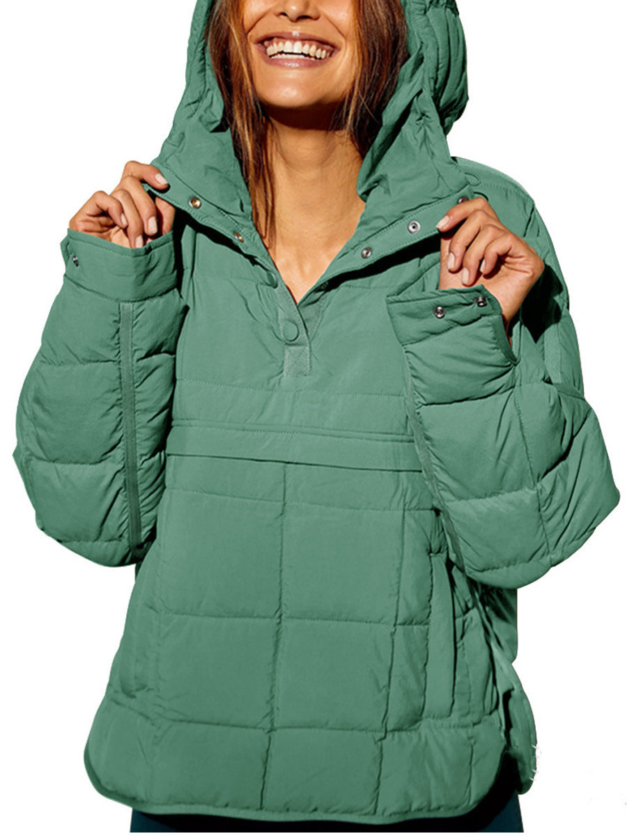 Kvinne Plus Size Polstret Jakke med Hette Skjora