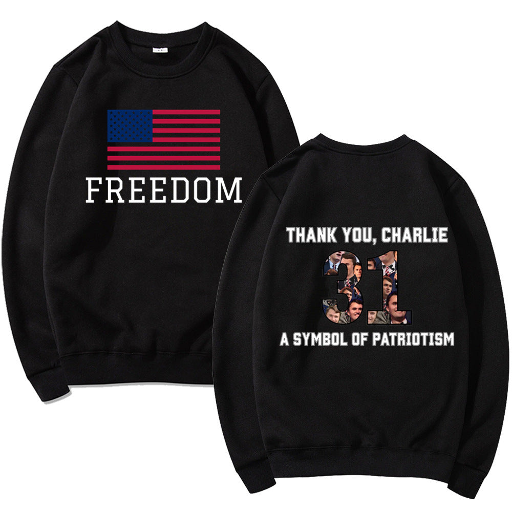 Kvinnesweatshirt med patriotisk trykk og mykt materiale Skjora