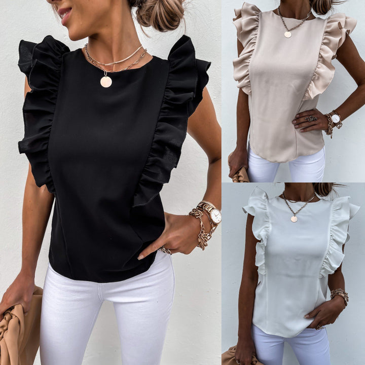 Kvinnenes elegante bluse med volangermer Skjora