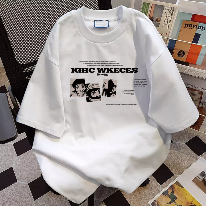 Dame oversized grafisk T-skjorte Skjora