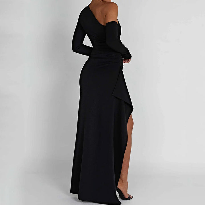 Damer Elegant En-skulder Maxi Kjole med Glitrende Stoffer og Tett Snitt Skjora
