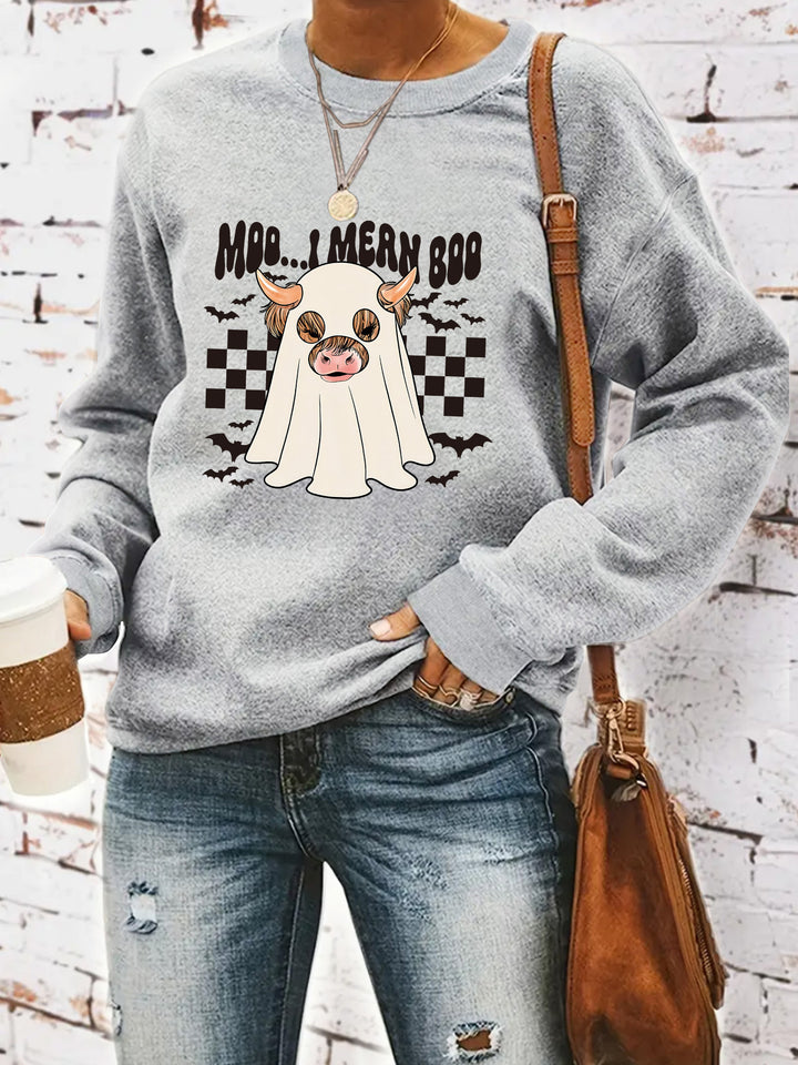 Dame sweatshirt i munter Halloween-design Skjora