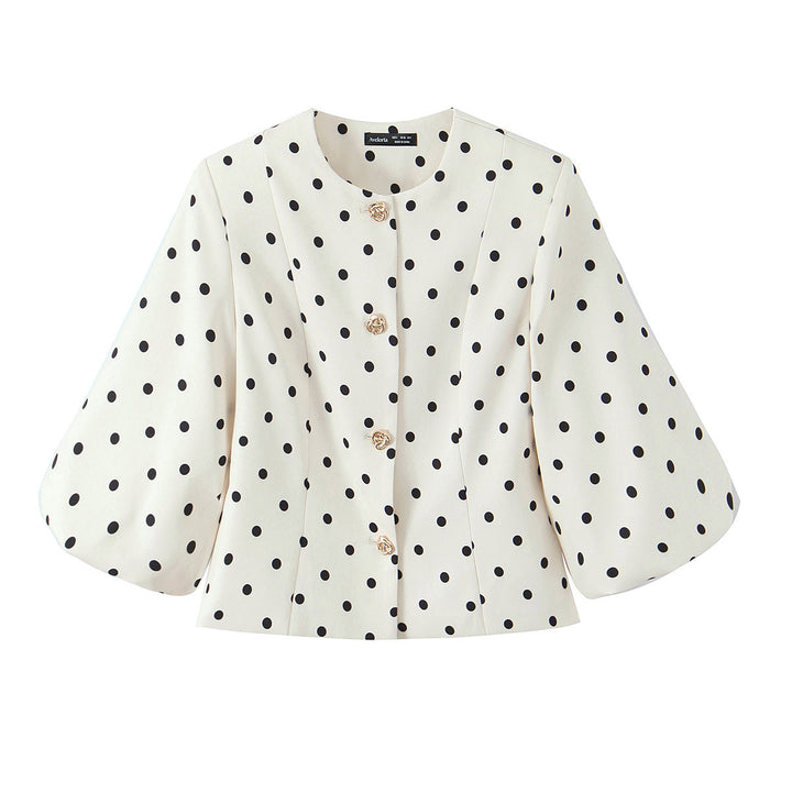 Dame elegant blouse med pufferm og knappedetaljer Skjora