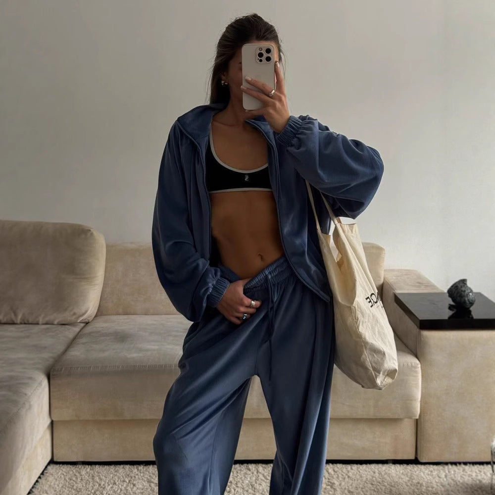 Damer casual treningsdrakt med elastisk midje og høy passform Skjora